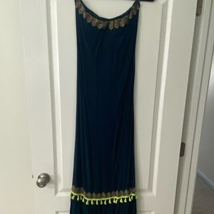 Navy strapless maxi dress